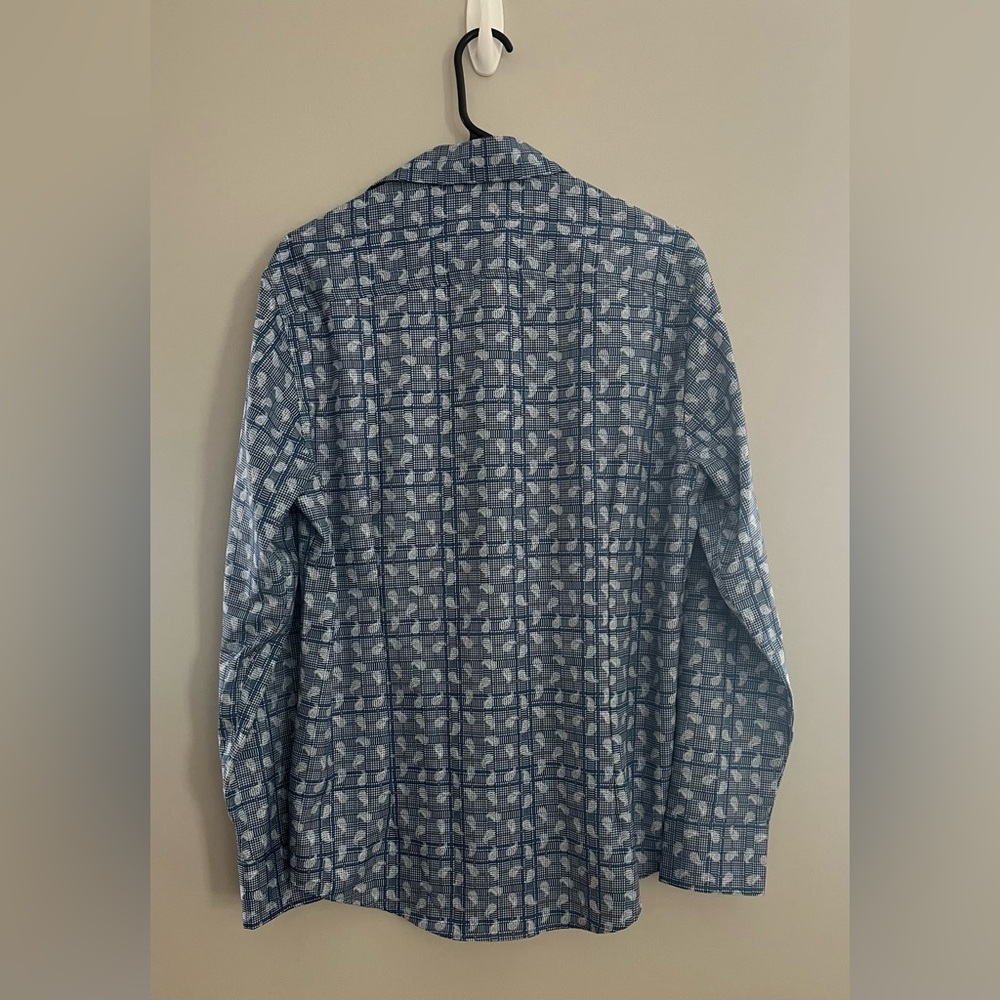CON.STRUCT Blue Casual Dress Shirt Plaid Paisley - Picture 4 of 4